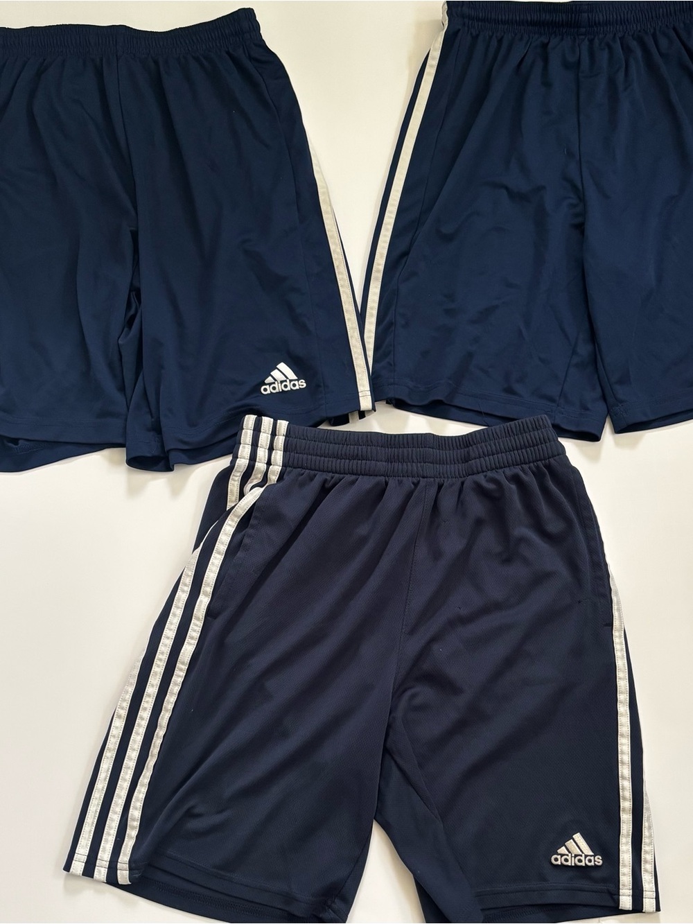 adidas Navy Shorts Trio with White Three-Stripe Detail